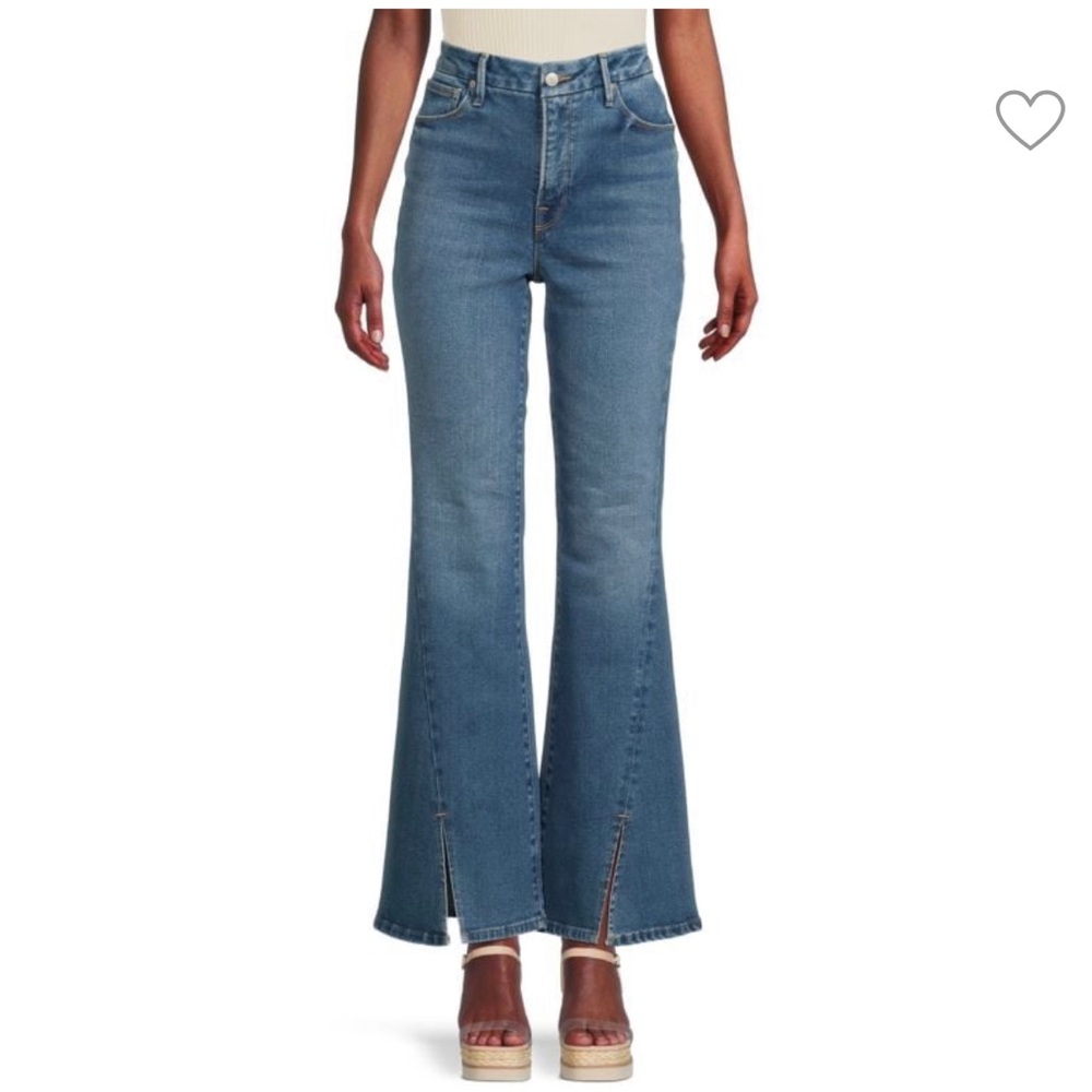 Good American slit flare jeans worn once- longer than the model photo